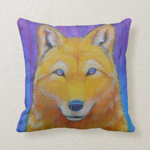 Fantasie-goldenes Wolf-Kopf-Kissen Kissen