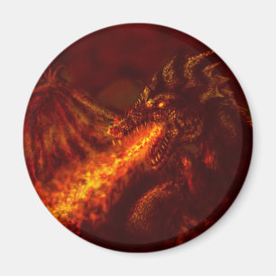 Fantasie-großer roter Drache-atmenfeuer Magnet