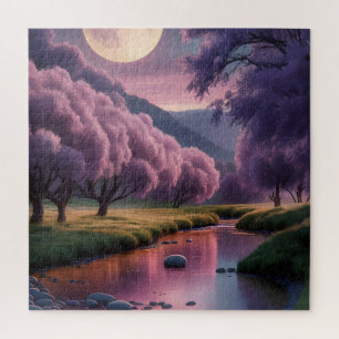 Fantasie-Illustration einer mondbeschienenen Fluss