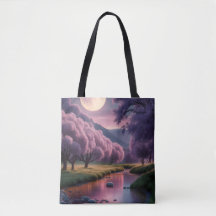 Fantasie-Illustration einer mondbeschienenen Fluss