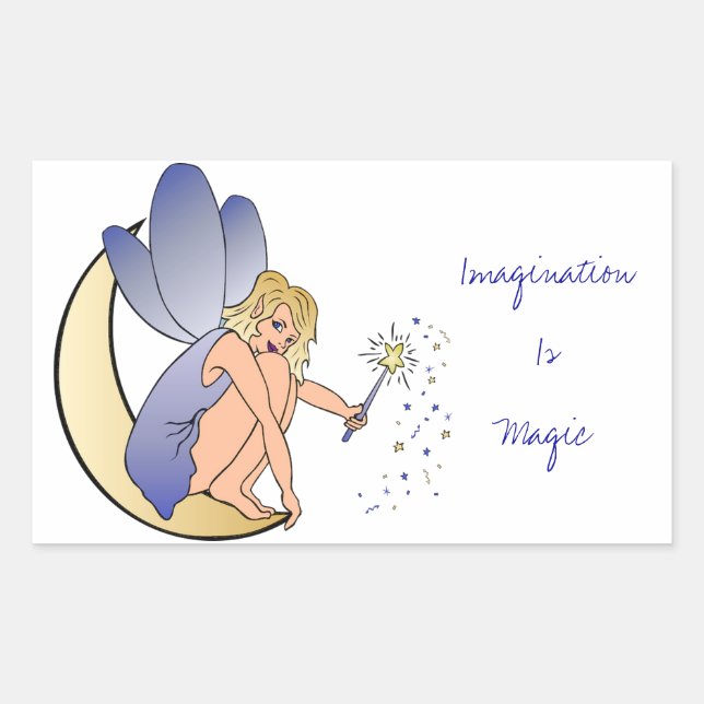 Fantasie ist Magie Fairy Rechteckiger Aufkleber (Vorderseite)