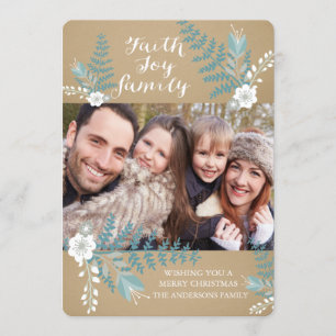 Fantasie-Joy & Family Blue Floral Holiday Foto Car Einladung