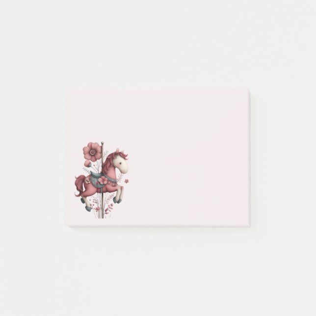 Fantasie Karussellpferd Bild Post-it Klebezettel (Vorderseite)