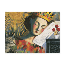 Fantasie-Königin und ihre Katze im Bett