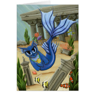Fantasie-Kunst-Karte Meerjungfrau-Katzen-Atlantis