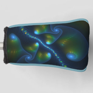 Fantasie-Lichter Abstrakte Blaugrün-Gelbe Fraktal Golf Headcover