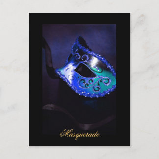 Fantasie-Maskerade-Masken-blaue Kunst-Postkarte Postkarte