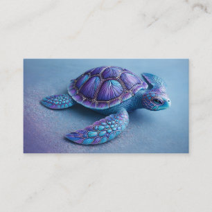 Fantasie-Meereschild Schildkröte in Blau und Lila, Visitenkarte