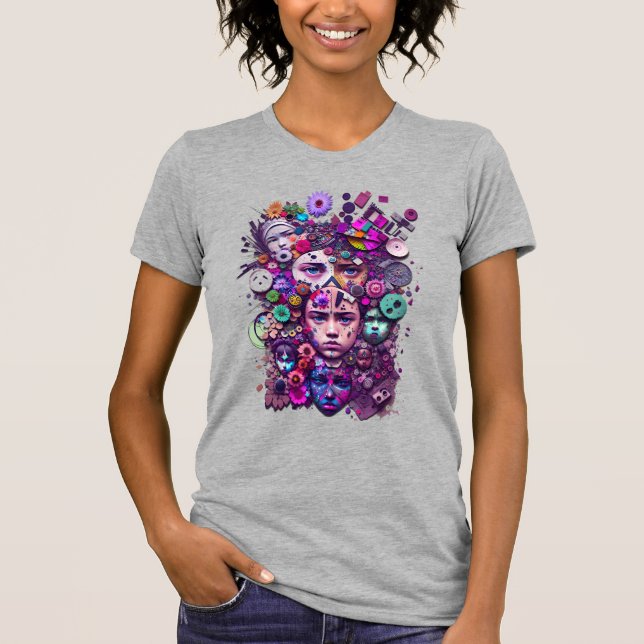 Fantasie menschliches Gesicht T-Shirt (Vorderseite)