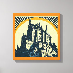 Fantasie-Mittelalter-Schloss - Holzschnitt 3 Leinwanddruck