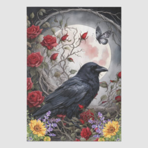 Fantasie Mond, Rabe & rote Rosen & Sonnenblumen Seidenpapier