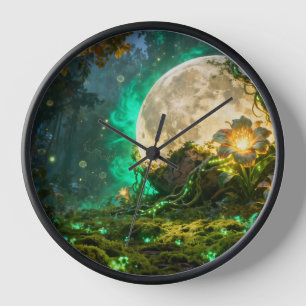 Fantasie-Mondwald-Wanduhr Uhr