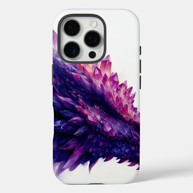 Fantasie Mystical Amethyst Crystal Dragon Beast iPhone 16 Pro Hülle (Rückseite)