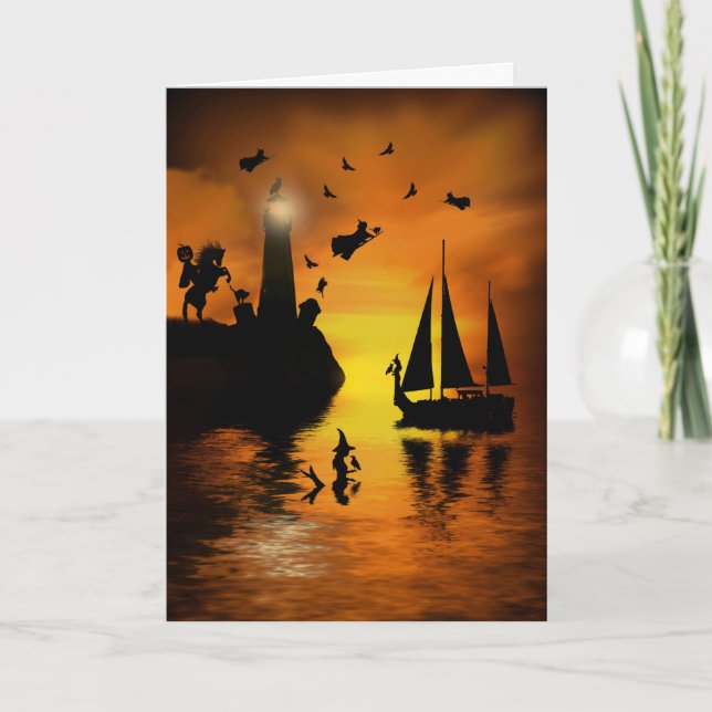 Fantasie, mystische Schönheitshexen Halloween Karte (Vorderseite)
