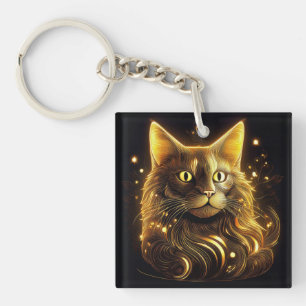 Fantasie Neon Gold Katze Schlüsselanhänger