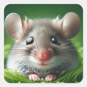 Fantasie Niedlich Closeur Kleine Maus Quadratischer Aufkleber
