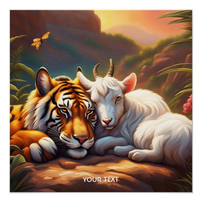 Fantasie Niedlich lebendig schlafende Tigerziege Poster (Vorderseite)