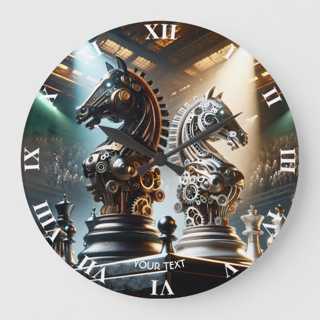 Fantasie Niedlich Schach Rituale Stücke Große Wanduhr (Vorderseite)