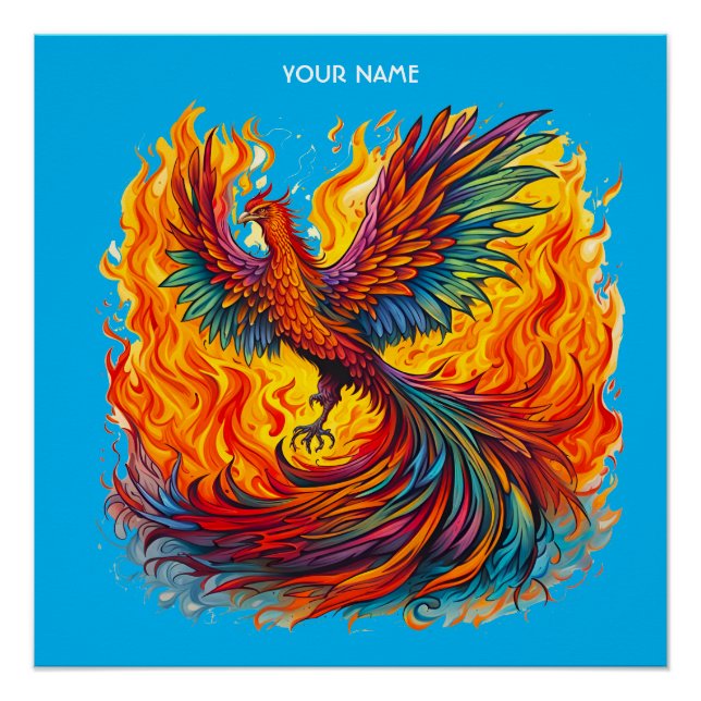 Fantasie Niedlich steigend Phoenix Flammen Poster (Vorderseite)