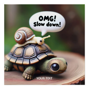Fantasie Niedlich Turtle Snail Speed Poster
