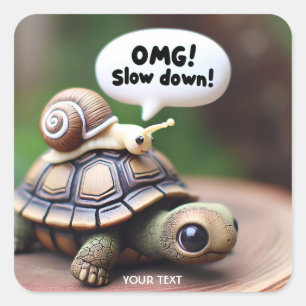 Fantasie Niedlich Turtle Snail Speed Quadratischer Aufkleber
