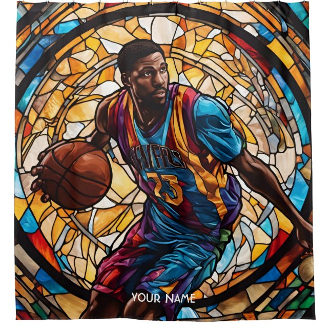 Fantasie Niedlich verkettet Glass Basketball Duschvorhang (Vorderseite)