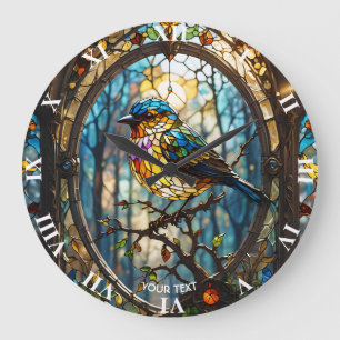 Fantasie Niedlich verkettet Glass Bird Große Wanduhr