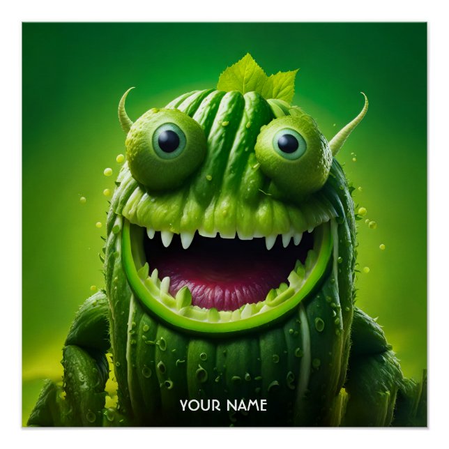 Fantasie Niedlich Vivid Cucumber Sonnige Kreatur Poster (Vorderseite)