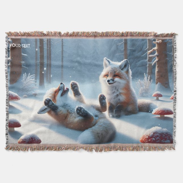 Fantasie Niedlich zwei Babyfuchs Decke (Vorderseite)