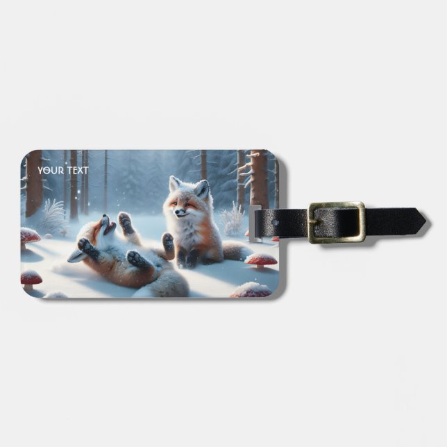 Fantasie Niedlich zwei Babyfuchs Gepäckanhänger (Vorderseite horizontal)