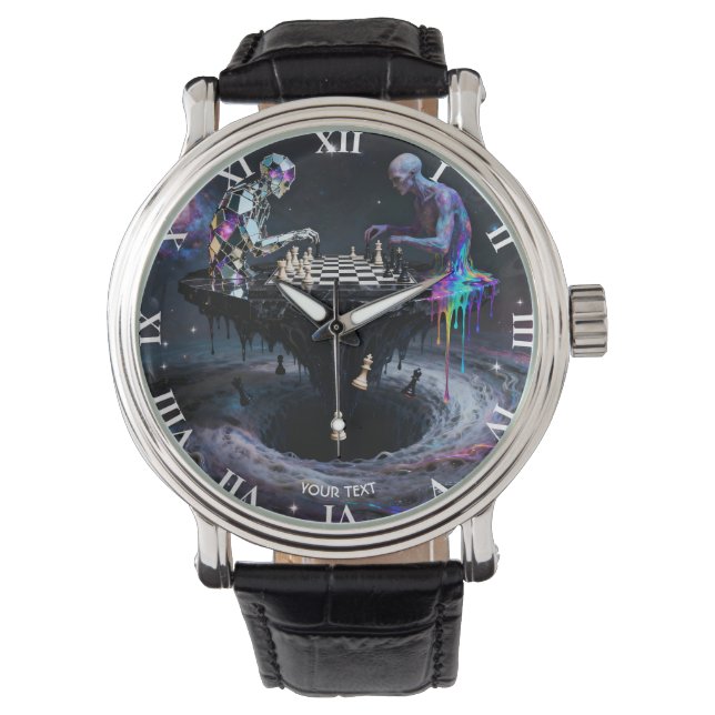 Fantasie Niedlich zwei Schachspieler Armbanduhr (Vorderseite)