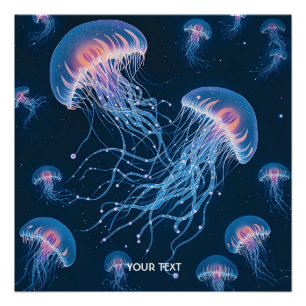 Fantasie Niedliche Abstrakte Qualle Unterwasser Poster