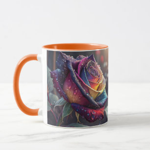 Fantasie Niedliche Lila Gelbe Rose Tasse