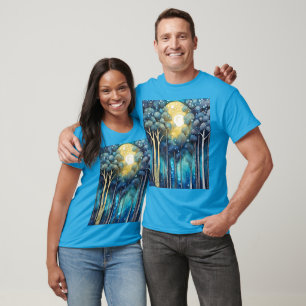 Fantasie Niedlichen Abstrakten Wald Moon T-Shirt