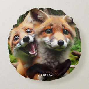 Fantasie Niedlichen Foxenwald Rundes Kissen