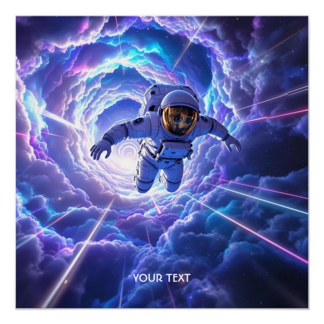 Fantasie Niedlicher Astronaut durch Wormloch Poster (Vorderseite)