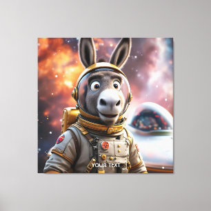 Fantasie Niedlicher Donkey Astronautenraum Leinwanddruck