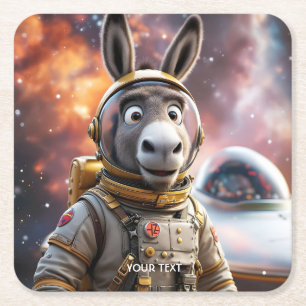 Fantasie Niedlicher Donkey Astronautenraum Rechteckiger Pappuntersetzer
