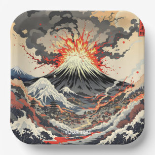Fantasie Niedlicher japanischer Vulkanausbruch Pappteller