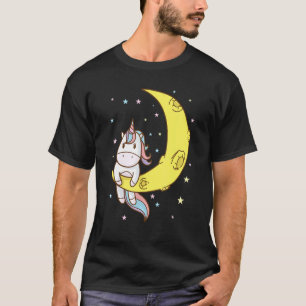 Fantasie Pferd Einhorn auf dem Halbmond T-Shirt