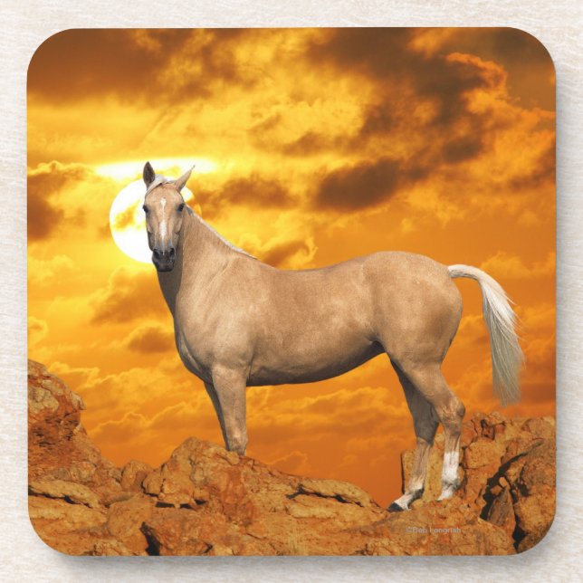 Fantasie-Pferde: Berg Getränkeuntersetzer (Vorderseite)