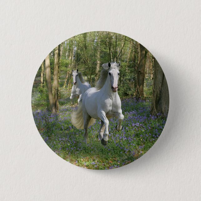 Fantasie-Pferde: Bluebell-Holz Button (Vorderseite)