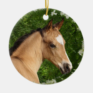 Fantasie-Pferde: Blumen Keramik Ornament