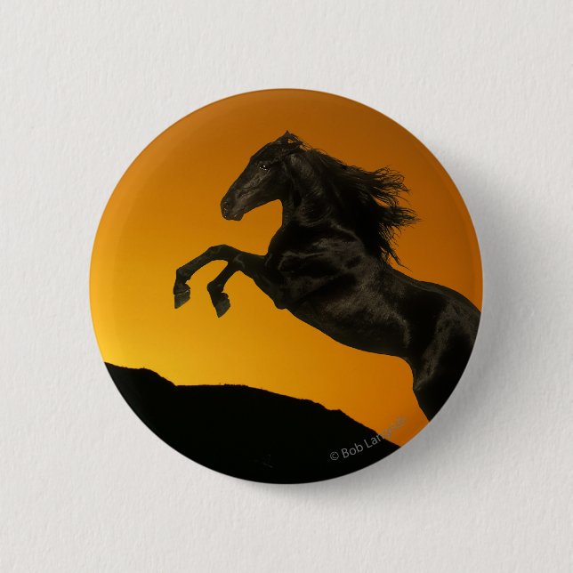 Fantasie-Pferde: Gebirgssonnenuntergang Button (Vorderseite)