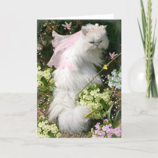FANTASIE-PRINZESSIN CAT IN FLOWER GARDEN KARTE