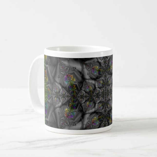 Fantasie | Rainbow Fraktal Art Wrap Kaffeetasse (Vorderseite Links)
