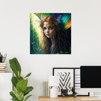 Fantasie-Regenbogen-Feengirl Poster