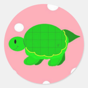 Fantasie-Schildkröte Rosa Punkte Runder Aufkleber