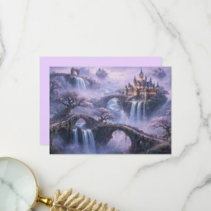Fantasie-Schloss Surreal Landschaft Lavendelblau Dankeskarte