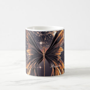 Fantasie Schmetterling Gold Glitzer Kaffeetasse